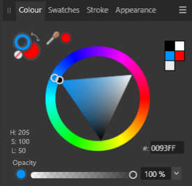 Affinity Designer. Panel Colour (Kolor)