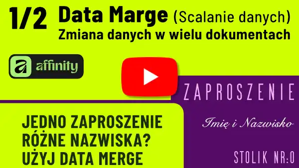 Affinity (Publisher). Data Marge. Excel dla grafika. Podstawy scalania danych